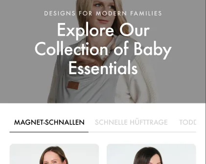 Qookie Sortimentsseite mobil nachher, Entwurf: Reiter mit Eigenschaften Magnet-Schnallen und Schnelle Hüfttrage